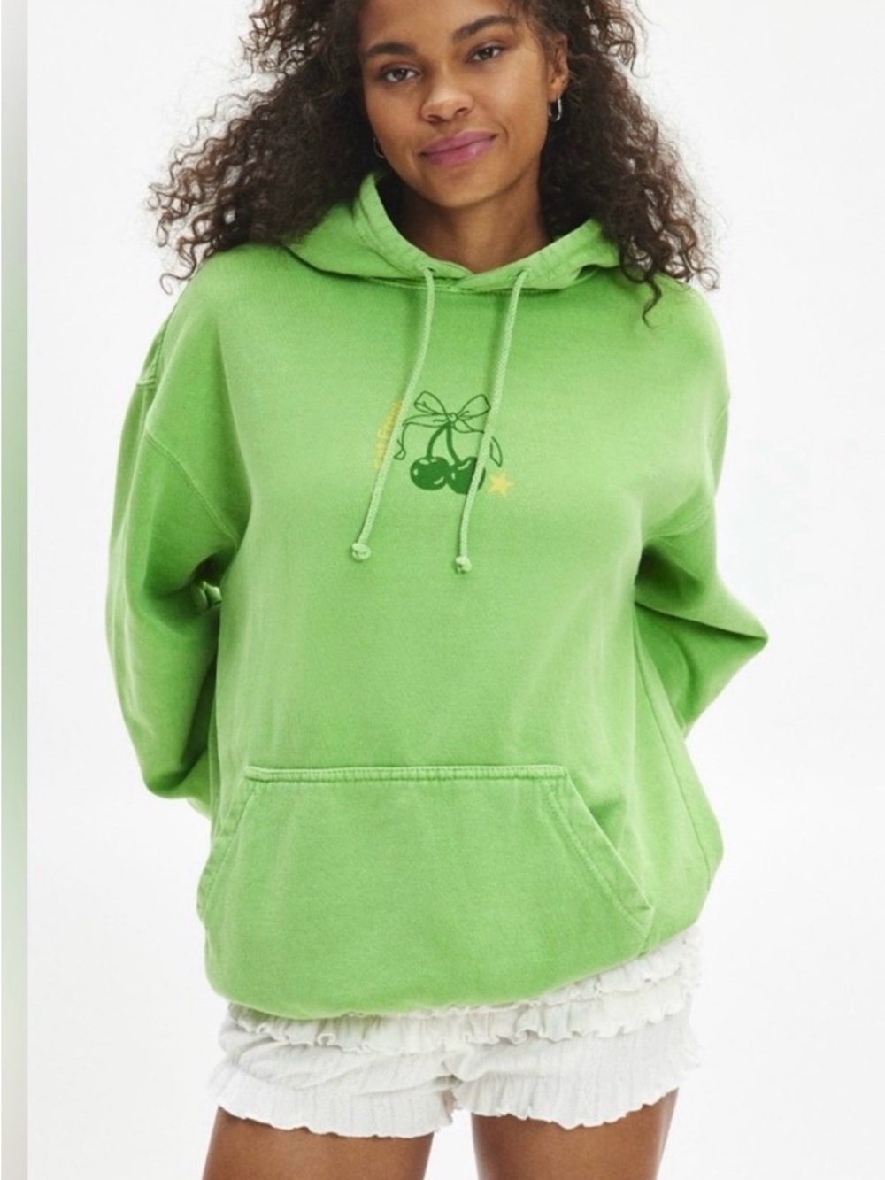 Urban Outfitters Healthy Living Graphic Overdyed Hoodie Sweatshirt in green XL